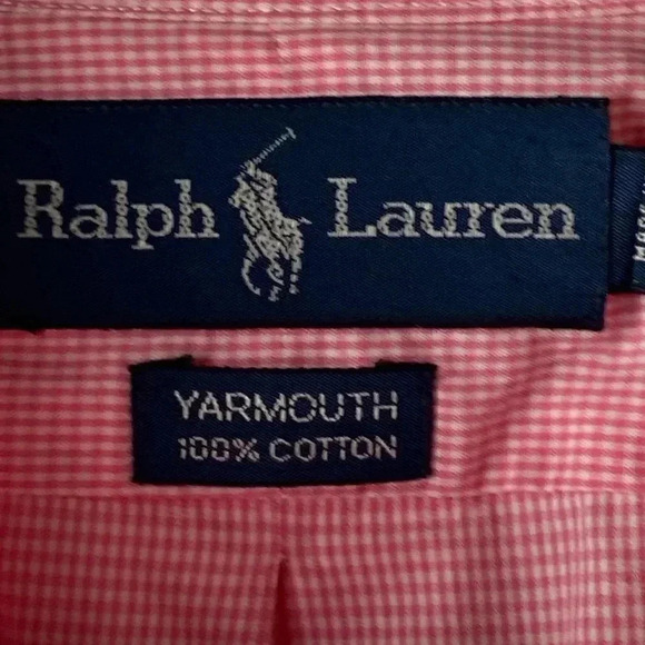 RALPH LAUREN  SIZE17.5 - 34/35 LONG SLEEVES PINK GINGHAM SHIRT YARMOUTH … - Picture 6 of 10